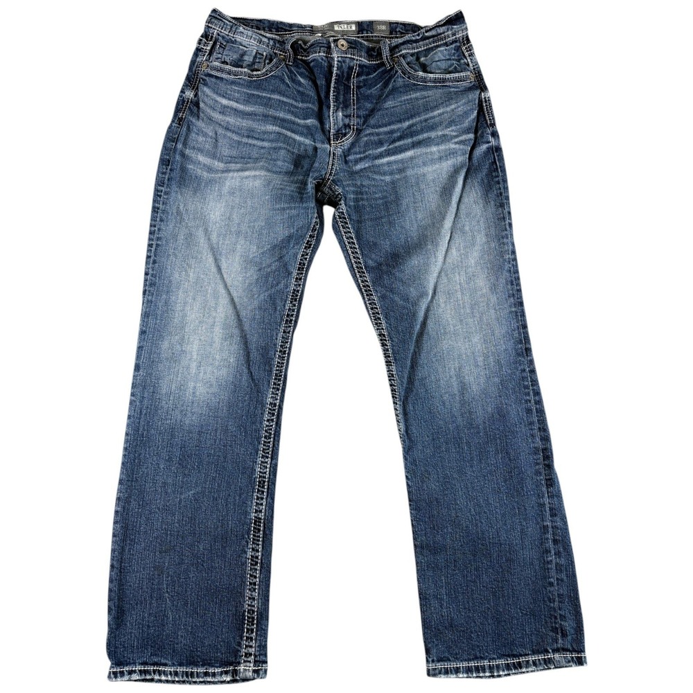 BKE Tyler Jeans Mens 38R Blue Medium Wash Straight Leg Stretch Workwear Heritage